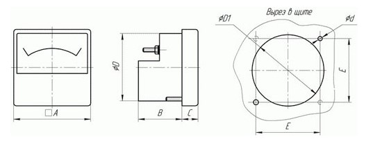 Габаритные размеры вольтметра М42100